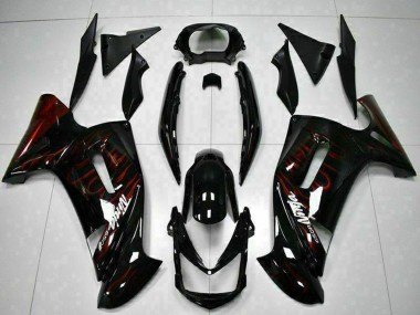 2006-2008 Kawasaki EX650 Motorcycle Fairings - Glossy Black Red Flame Canada
