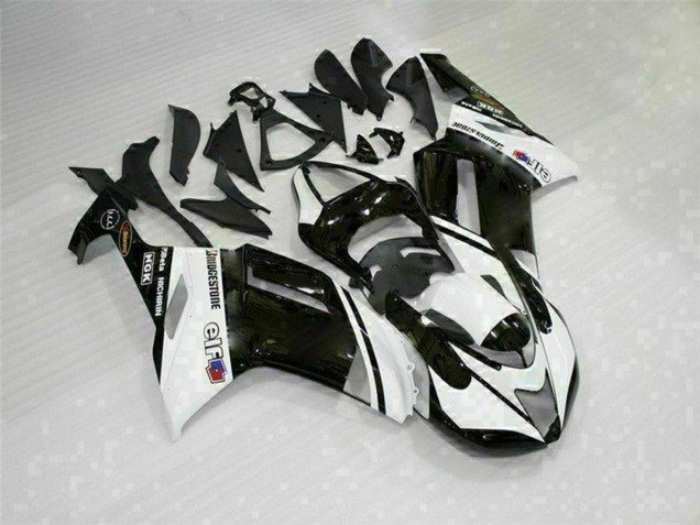 2007-2008 Kawasaki ZX6R Motorcycle Fairings - Black White Canada