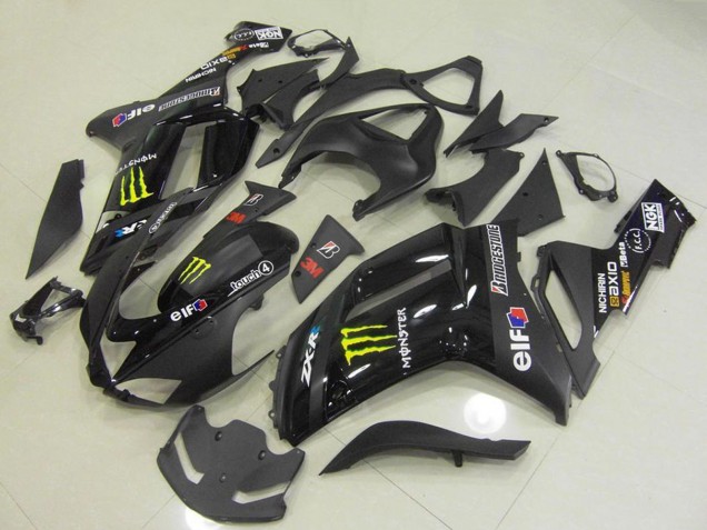 2007-2008 Kawasaki ZX6R Motorcycle Fairings - Black Monster Canada