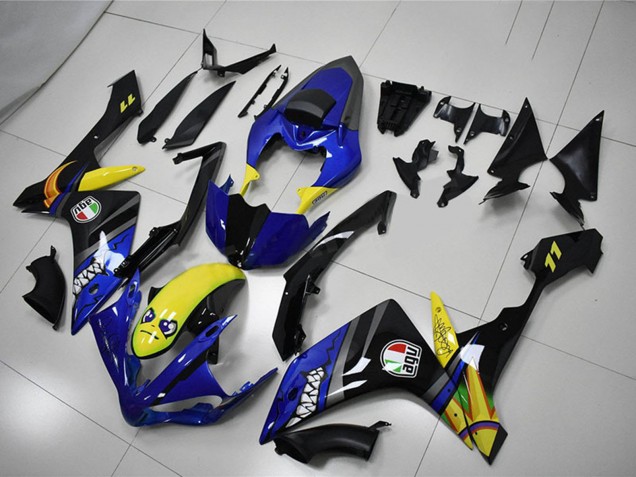 2007-2008 Yamaha YZF R1 Motorcycle Fairings - Blue Yellow Black Shark Canada
