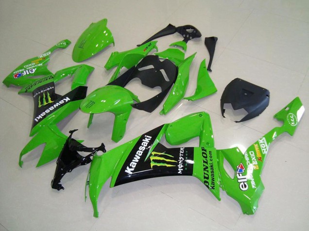 2008-2010 Kawasaki ZX10R Motorcycle Fairings - Green Glossy Black Yellow Monster Canada