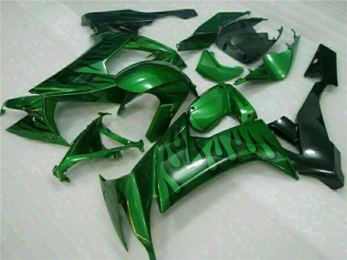 2008-2010 Kawasaki ZX10R Motorcycle Fairings - Glossy Black Green Flame Canada