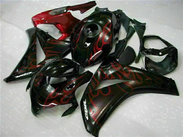 2008-2011 Honda CBR1000RR Motorcycle Fairing Kits - Glossy Black Red Flame Canada