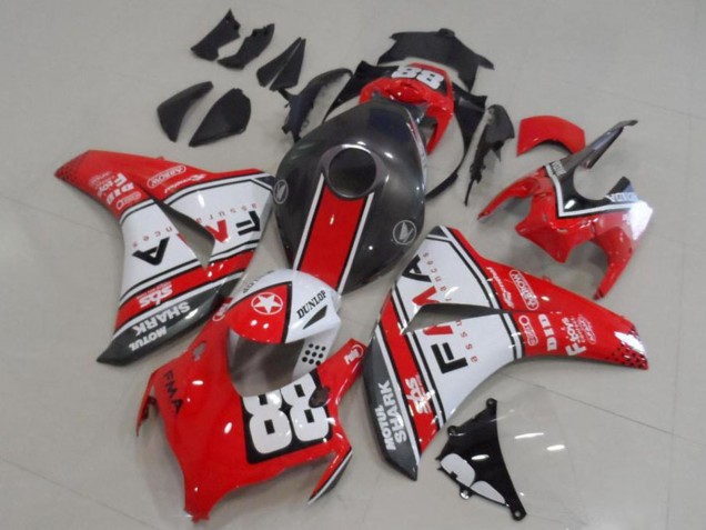 2008-2011 Honda CBR1000RR Motorcycle Fairings - White Red Matte Black Dunlop Fiamm 88 Canada