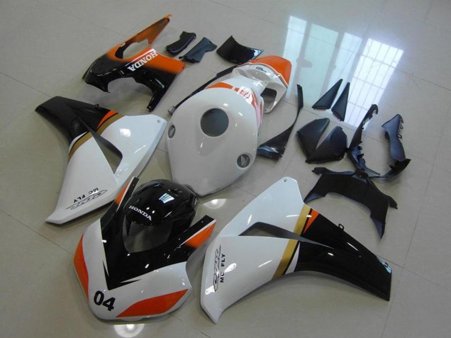 2008-2011 Honda CBR1000RR Motorcycle Fairings - White Orange Glossy Black Racing Canada