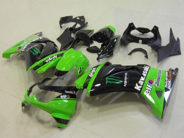 2008-2012 Kawasaki ZX250R Motorcycle Fairings - Green Glossy Black Elf Monster Bridgestone Canada