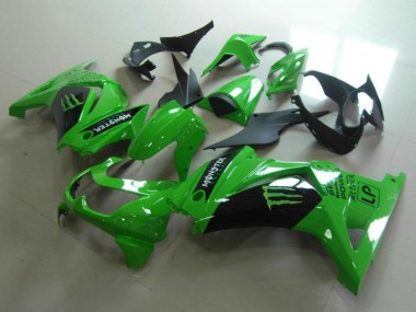 2008-2012 Kawasaki ZX250R Motorcycle Fairings - Green Glossy Black Monster Canada
