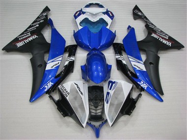 2008-2016 Yamaha YZF R6 Motorcycle Fairings - White Blue Matte Black Yamalube Canada