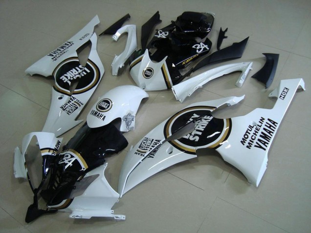2008-2016 Yamaha YZF R6 Motorcycle Fairings - White Glossy Black Lucky Strike Motul Michelin 34 Canada