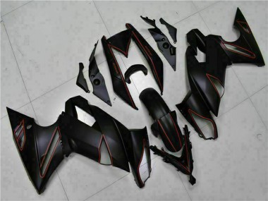 2009-2011 Kawasaki EX650 Motorcycle Fairings - Matte Black Red Stripe Canada