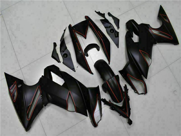 2009-2011 Kawasaki EX650 Motorcycle Fairings - Matte Black Red Stripe Canada