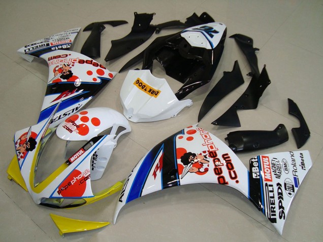 2009-2011 Yamaha YZF R1 Motorcycle Fairings - White Red Yellow Black Pepe Phone Dark Dog Canada