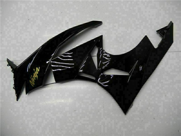 2009-2012 Kawasaki ZX6R Motorcycle Fairings - Glossy Black Gold Ninja Canada