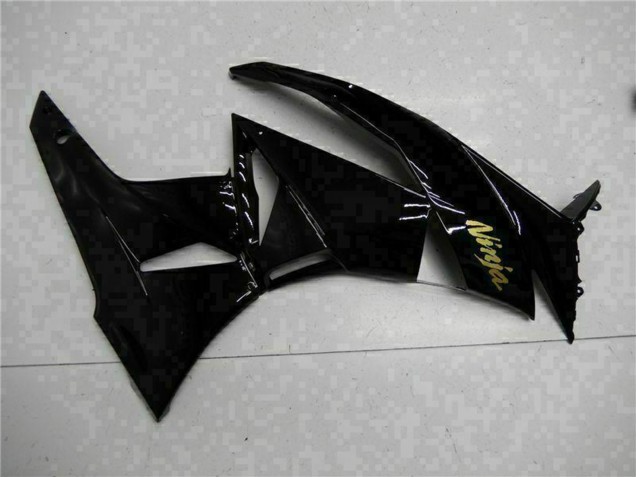 2009-2012 Kawasaki ZX6R Motorcycle Fairings - Glossy Black Gold Ninja Canada