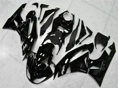 2009-2012 Kawasaki ZX6R Motorcycle Fairings - Glossy Black White Ninja Canada