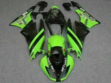 2009-2012 Kawasaki ZX6R Motorcycle Fairings - Green Glossy Black Elf Touch4 Bridgestone Canada
