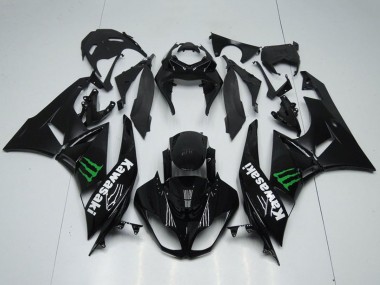 2009-2012 Kawasaki ZX6R Motorcycle Fairings - Glossy Black Green Monster Canada