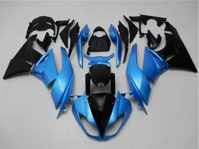 2009-2012 Kawasaki ZX6R Motorcycle Fairings - Light Blue Glossy Black Canada