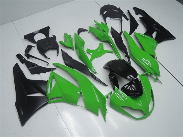 2009-2012 Kawasaki ZX6R Motorcycle Fairing Kits - Green Glossy Black Canada