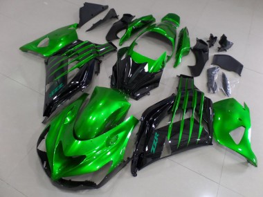2012-2024 Kawasaki ZX14R ZZR1400 Motorcycle Fairings - Green Glossy Black Canada