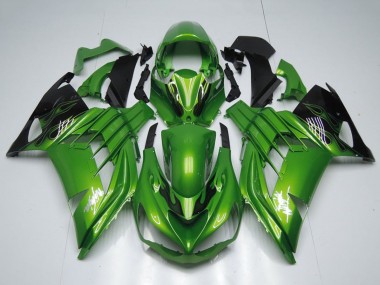 2012-2024 Kawasaki ZX14R ZZR1400 Motorcycle Fairings - Green Glossy Black Flame White Ninja Canada