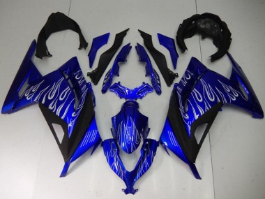 2013-2024 Kawasaki Ninja 300 EX300R Motorcycle Fairings - Blue Black White Flame Canada