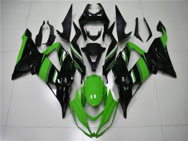 2013-2018 Kawasaki ZX6R Bike Fairings - Green Glossy Black Canada