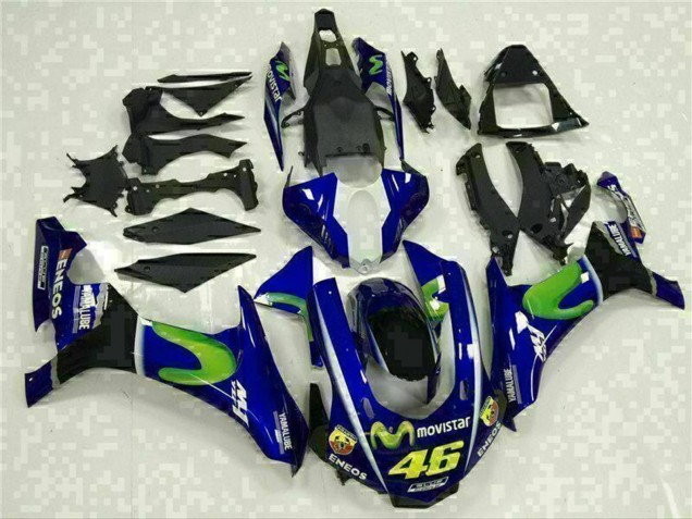 2015-2019 Yamaha YZF R1 Motorcycle Fairings - Blue Silver Black Green MoviStar Canada