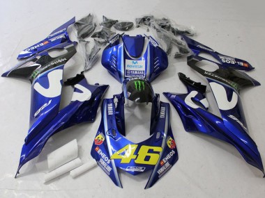 2017-2023 Yamaha YZF R6 Motorcycle Fairings - White Blue Green Monster MoviStar Canada