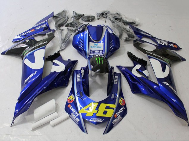 2017-2023 Yamaha YZF R6 Motorcycle Fairings - White Blue Green Monster MoviStar Canada