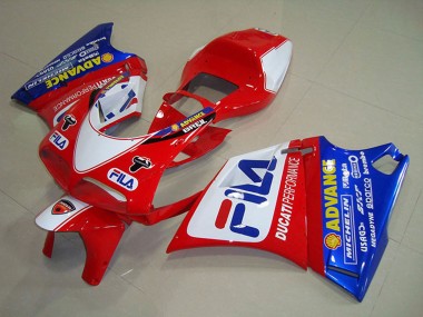 1993-2005 Ducati 748 Motorcycle Fairings - White Red Blue Fila Canada