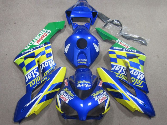 2004-2005 Honda CBR1000RR Motorcycle Fairings - Blue Yellow Green Telefumica MoviStar Castrol Canada