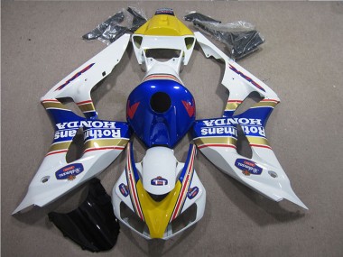 2006-2007 Honda CBR1000RR Motorcycle Fairings - White Blue Yellow Gold Rothmans Canada