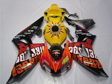 2006-2007 Honda CBR1000RR Motorcycle Fairings - Yellow Orange Glossy Black Rossi Repsol 46 Canada