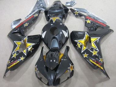 2006-2007 Honda CBR1000RR Motorcycle Fairings - Glossy Black Gold Star Energy Drink Canada