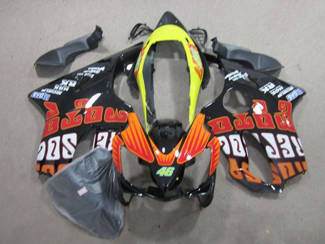 2004-2007 Honda CBR600 F4i Motorcycle Fairings - Yellow Orange Glossy Black Rossi 46 Canada