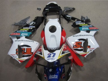 2005-2006 Honda CBR600RR Motorcycle Fairings - White Red Blue Glossy Black Star Lee 27 Canada