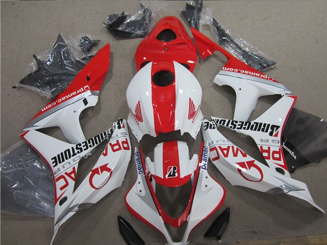 2007-2008 Honda CBR600RR Motorcycle Fairings - White Red Pramac Bridgestone Canada