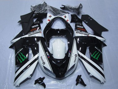 2006-2007 Kawasaki ZX10R Motorcycle Fairings - White Glossy Black Green Elf Touch4 Monster Canada