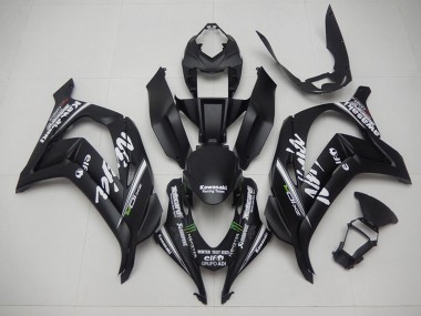2016-2020 Kawasaki ZX10R Motorcycle Fairings - Matte Black Green White Monster Racing Team Motocard Canada