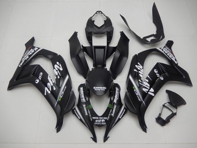 2016-2020 Kawasaki ZX10R Motorcycle Fairings - Matte Black Green White Monster Racing Team Motocard Canada