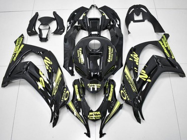 2016-2020 Kawasaki ZX10R Motorcycle Fairings - Glossy Black Yellow Motul Racing Team Motocard Canada
