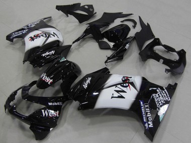 2008-2012 Kawasaki ZX250R Motorcycle Fairings - Glossy Black White West Canada