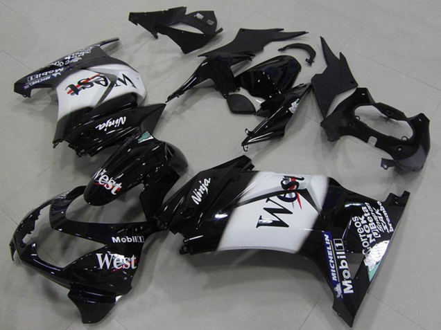 2008-2012 Kawasaki ZX250R Motorcycle Fairings - Glossy Black White West Canada