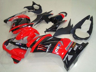 2008-2012 Kawasaki ZX250R Motorcycle Fairings - Red Glossy Black Elf Touch4 Monster Canada