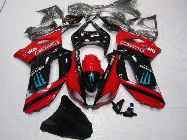 2007-2008 Kawasaki ZX6R Motorcycle Fairings - Red Black Monster Canada