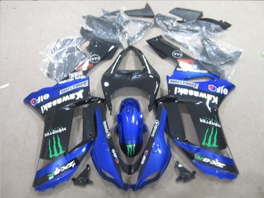 2007-2008 Kawasaki ZX6R Motorcycle Fairings - Black Blue Green Monster Canada