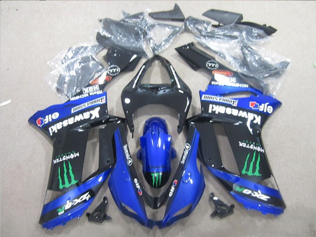 2007-2008 Kawasaki ZX6R Motorcycle Fairings - Black Blue Green Monster Canada