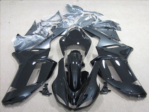2007-2008 Kawasaki ZX6R Motorcycle Fairings - Black Silver Canada