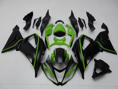 2013-2018 Kawasaki ZX6R Motorcycle Fairings - Green Matte Black Canada